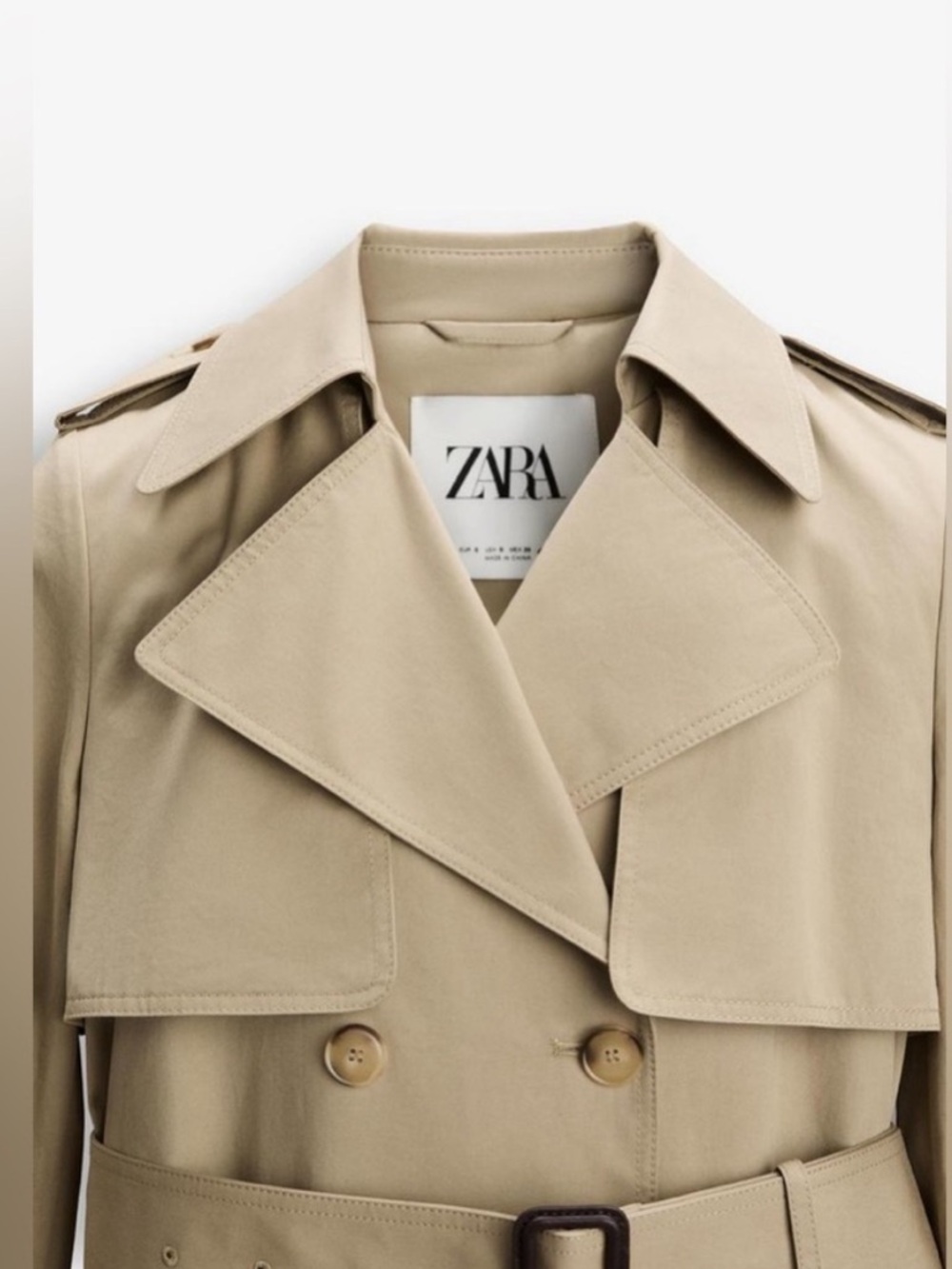 Zara Limited edition pure cotton celeb style Beige Trench Coat with Belt - Women - Picture 9 of 12